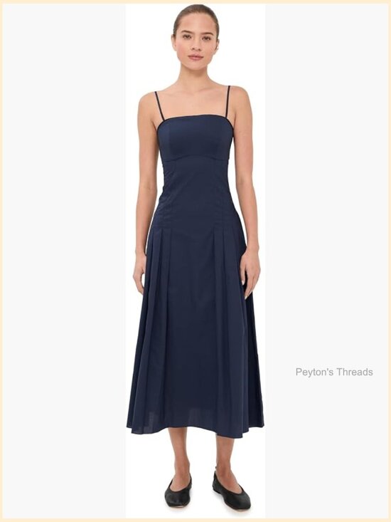 Dresses & Skirts - Lightweight Non-Stretch Poplin Square Neck Midi Dress with Pockets